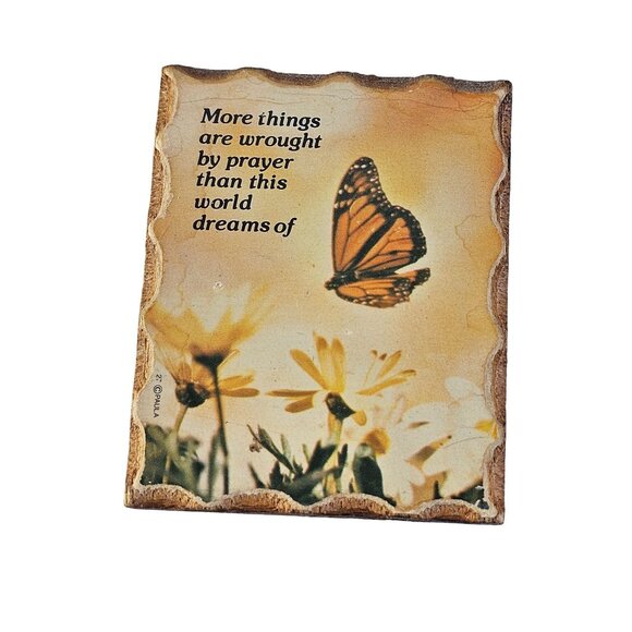 Vintage Souvenir Refrigerator‎ Travel Magnet memorial butterfly wood - Picture 1 of 9